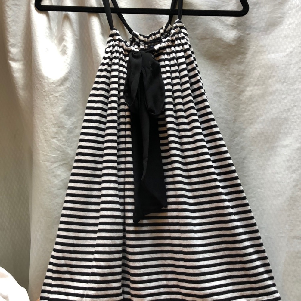 Striped tank top with bow accent